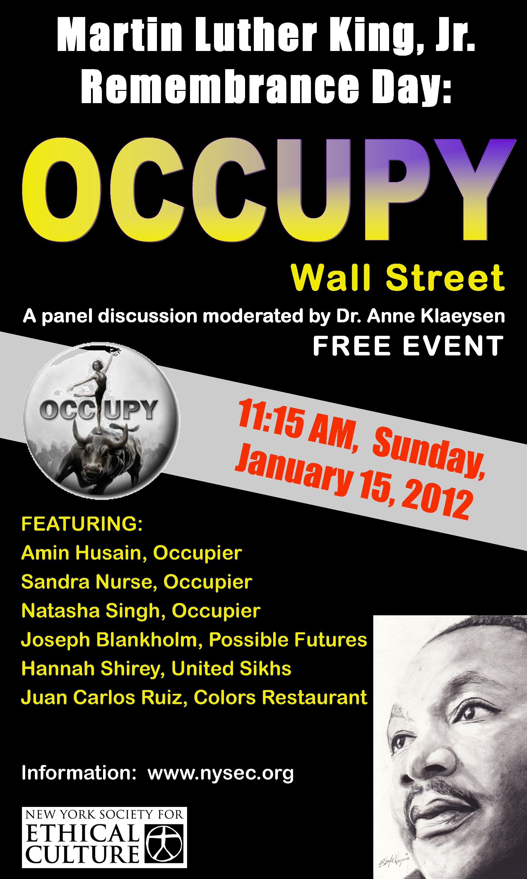 Ethical Culture MLK OCCUPY Jan15, 2012 Ethical Culture MLK OCCUPY Jan15, 2012
